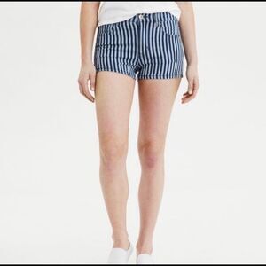 American Eagle Outfitters Blue and White Striped Jean Shorts